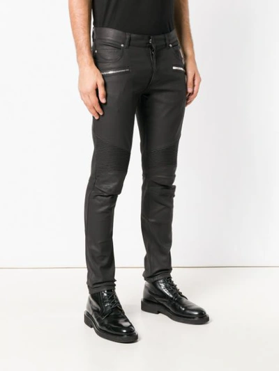 Shop Balmain Slim Fit Biker Jeans In Black