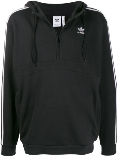 Shop Adidas Originals Logo Stripe Hoodie In Black