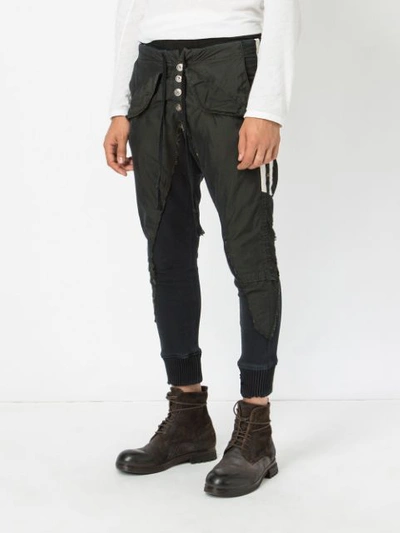Shop Greg Lauren Stripe Trim Trousers - Black