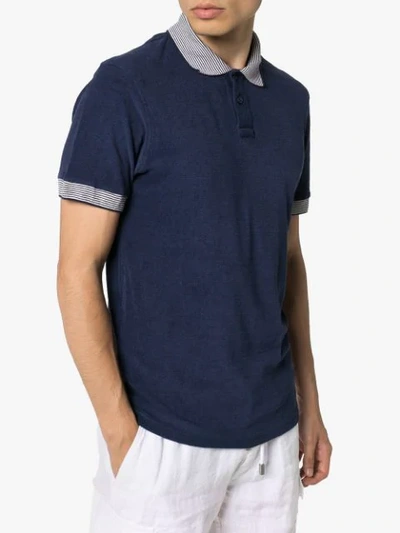 Shop Orlebar Brown Jarrett Striped-collar Polo Shirt In Blue