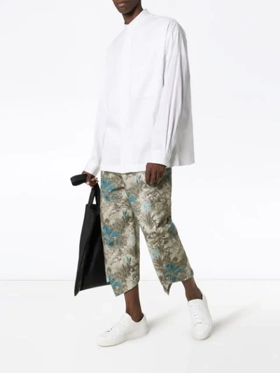 Shop By Walid Printed Cropped Trousers In Blue