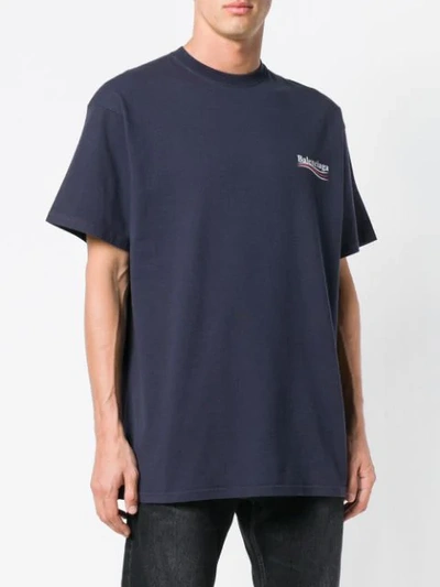 Shop Balenciaga Political Logo T-shirt In Blue