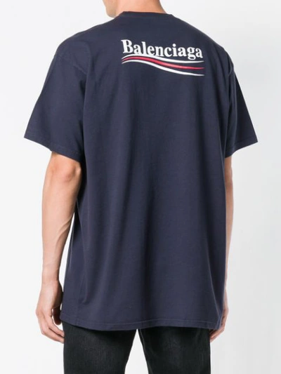 Shop Balenciaga Political Logo T-shirt In Blue