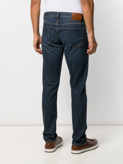 Shop Canali Faded Straight-leg Jeans In Blue