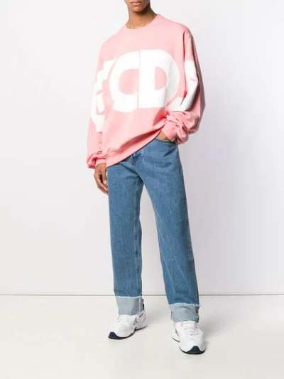 GCDS LOGO PRINT OVERSIZED SWEATSHIRT - 粉色