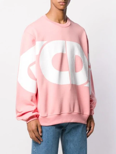 Shop Gcds Logo Print Oversized Sweatshirt In Pink