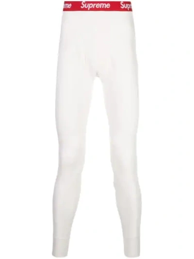 Shop Supreme Hanes Thermal Pants In White