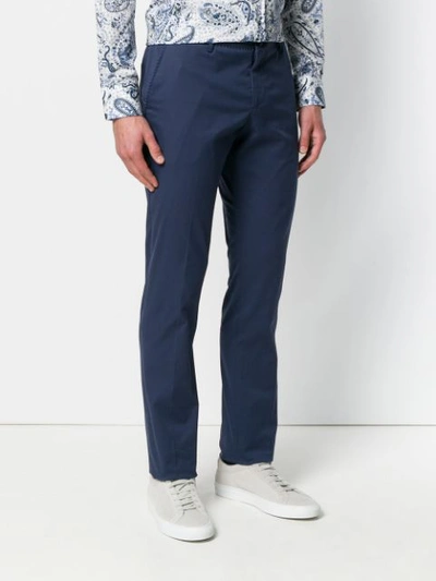 Shop Etro Straight Trousers In Blue