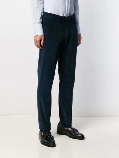 Shop Canali Corduroy Trousers In Blue