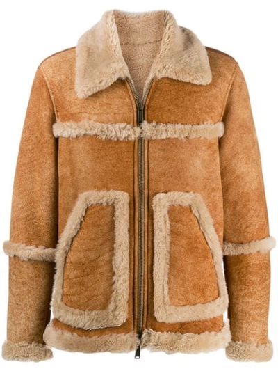 DSQUARED2 SHEARLING BOMBER JACKET - 大地色