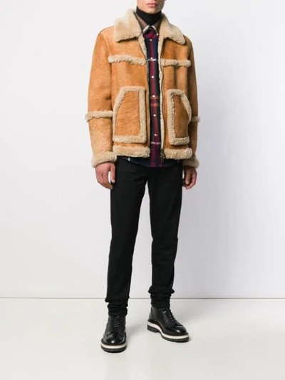 Shop Dsquared2 Shearling Bomber Jacket In 113 Suede