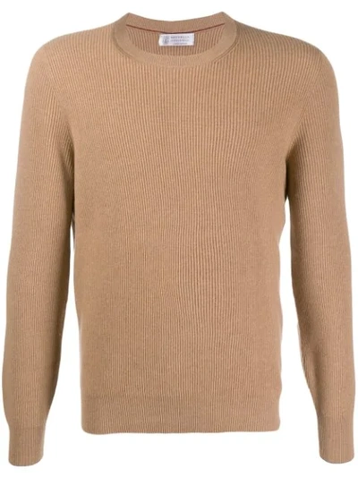 Shop Brunello Cucinelli Slim-fit Jumper In Brown