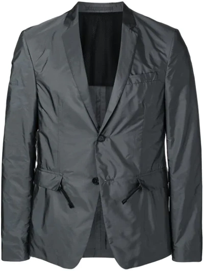Shop Prada Nylon Single Breasted Blazer In F0207 Asfalto
