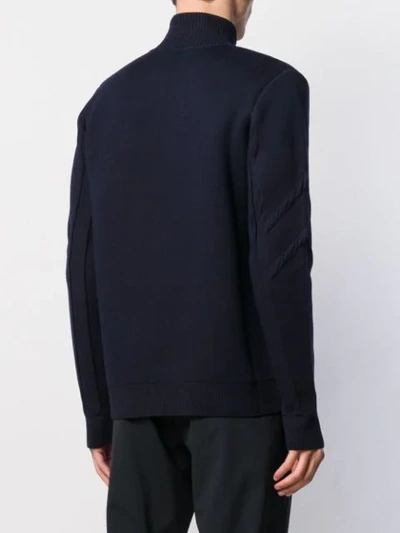 Shop Fendi Logo Emblem Zipped Jumper In Blue