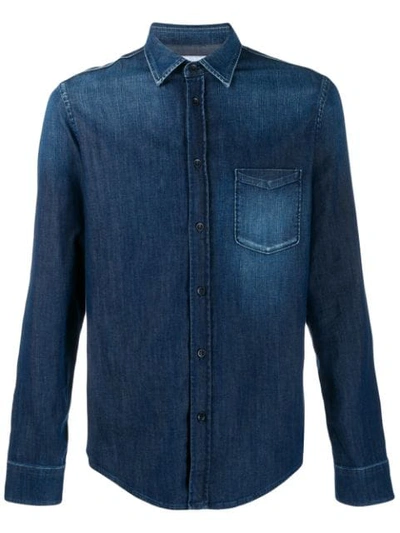 Shop Dondup Plain Denim Shirt In Blue