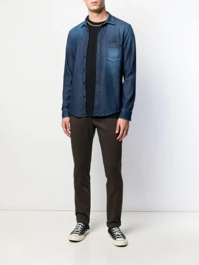 Shop Dondup Plain Denim Shirt In Blue