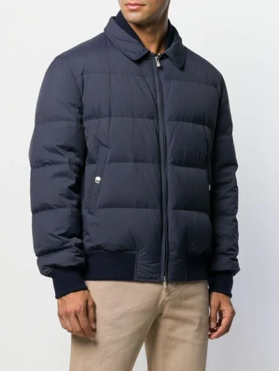 Shop Brunello Cucinelli Padded Bomber In Blue