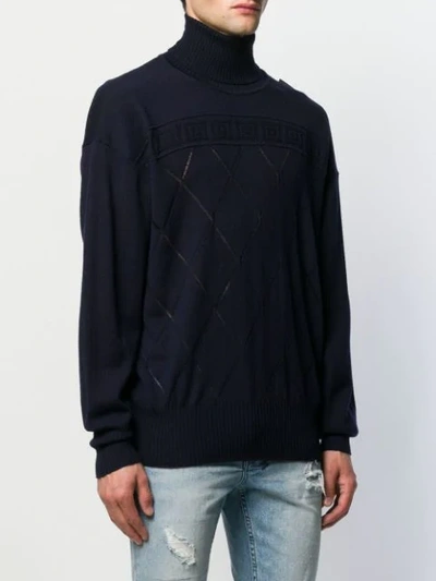 Shop Versace Relaxed Jumper In Blue