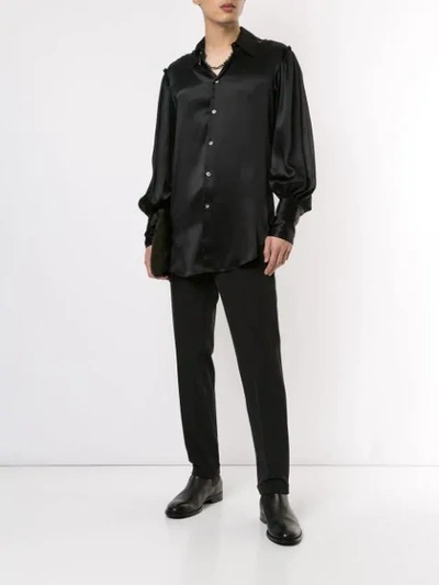 Shop Ann Demeulemeester Balloon Sleeved Silk Shirt In Black