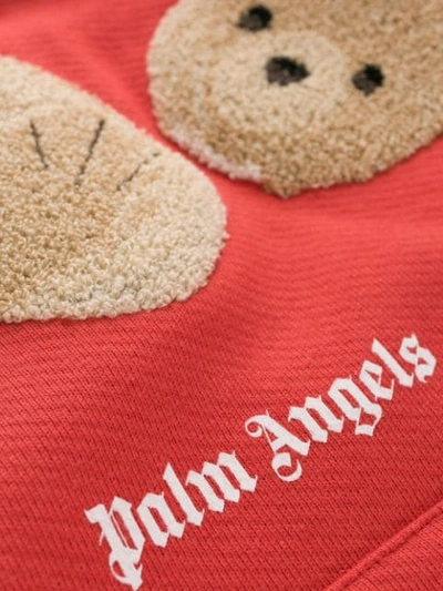 Shop Palm Angels Teddy Bear Hoodie In Red