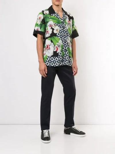 Shop Dolce & Gabbana Orchid-print Hawaii Shirt In Green