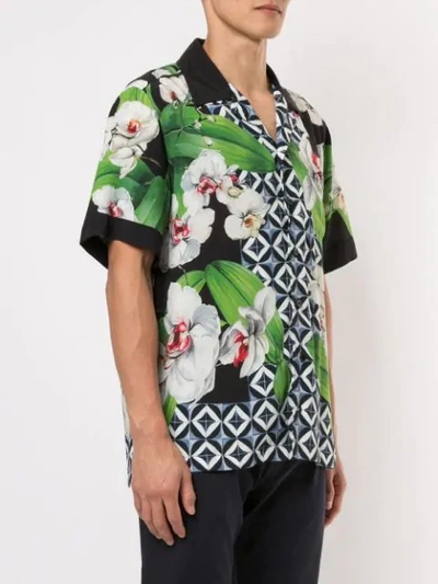 Shop Dolce & Gabbana Orchid-print Hawaii Shirt In Green