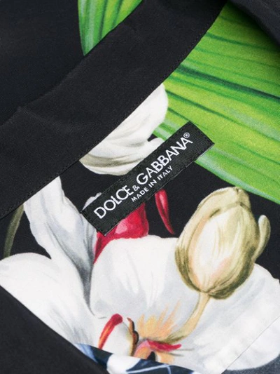 Shop Dolce & Gabbana Orchid-print Hawaii Shirt In Green