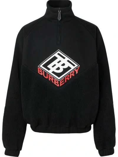 Shop Burberry Logo Graphic Neoprene Funnel Neck Track Top In Black