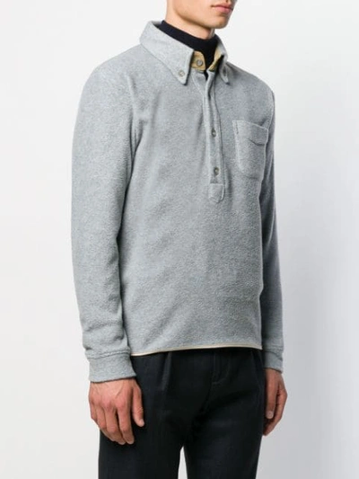 Shop Anglozine Brook Fleece Collar Jumper In Grey