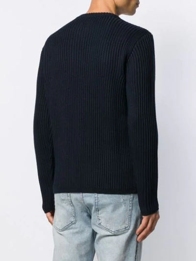 Shop C.p. Company Ribbed Lens Detail Jumper In Blue