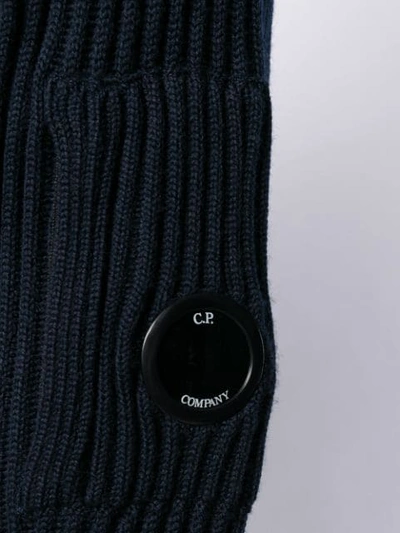 Shop C.p. Company Ribbed Lens Detail Jumper In Blue