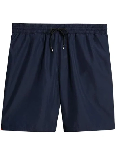 Shop Burberry Drawcord Swim Shorts In Blue