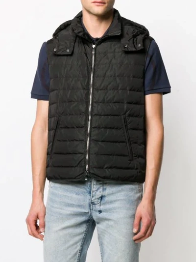 Shop Valentino Padded Logo Gilet In Black