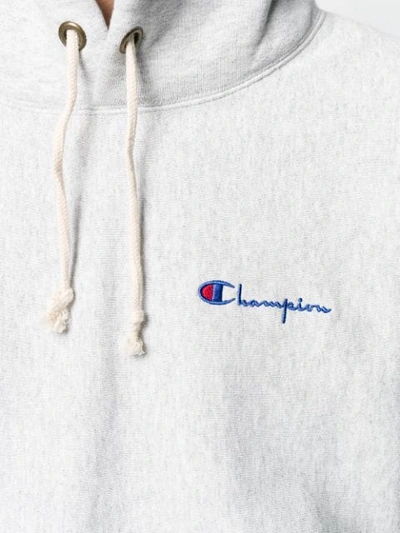 Shop Champion Logo Embroidery Hoodie In Grey