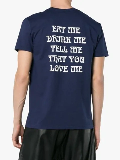 Shop Just A T-shirt Josh Gordon Eat Me Print Cotton T Shirt - Blue