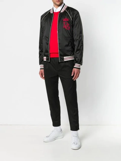 Shop Dolce & Gabbana Patch Detail Bomber Jacket In Black