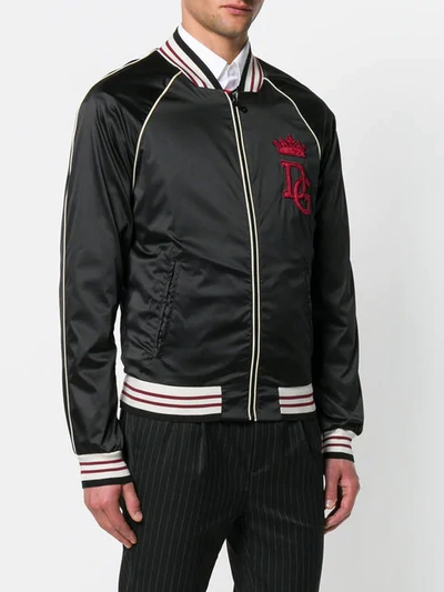 Shop Dolce & Gabbana Patch Detail Bomber Jacket In Black