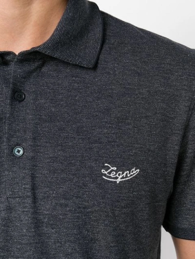 Shop Ermenegildo Zegna Contrast Logo Polo Shirt - Blue