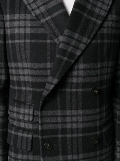 Shop Z Zegna Plaid Double-breasted Coat In Grey