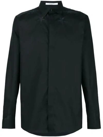 Shop Givenchy Star Embroidered Shirt In Black