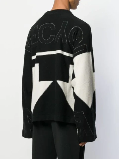 Shop Maison Margiela Recycled Logo Knitted Crewneck Sweater In 900j Black+white Inlay