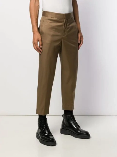 Shop Neil Barrett Cropped Trousers In Brown