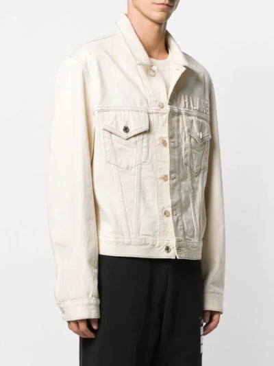 Shop Helmut Lang Embroidered Logo Denim Jacket In White