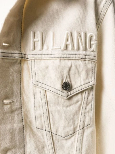 Shop Helmut Lang Embroidered Logo Denim Jacket In White