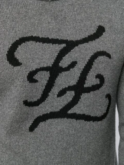 Shop Fendi Karligraphy Roll-neck Jumper In Grey