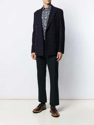 Shop Etro Check Print Jacket In Blue