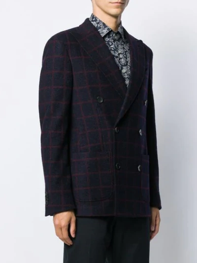 Shop Etro Check Print Jacket In Blue