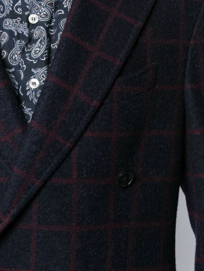 Shop Etro Check Print Jacket In Blue
