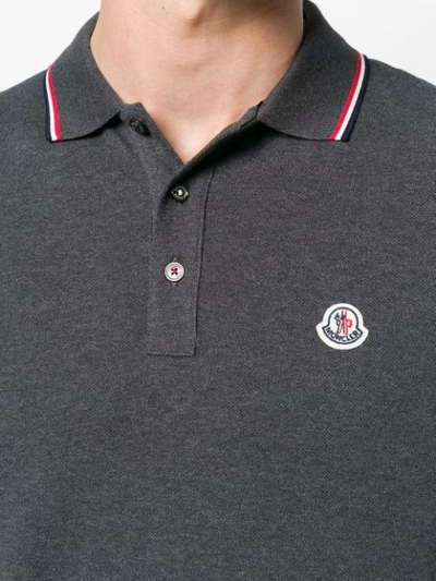 Shop Moncler Long Sleeve Polo Shirt - Grey