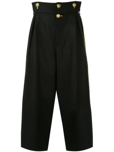 Shop Yohji Yamamoto High Waisted Trousers In Black